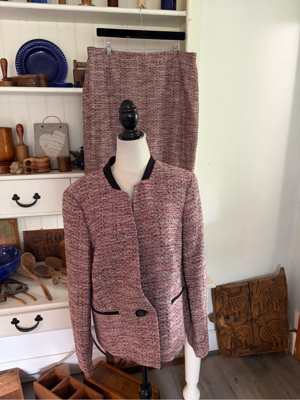 Kasper Knit  Blazer and Skirt Set with White Label